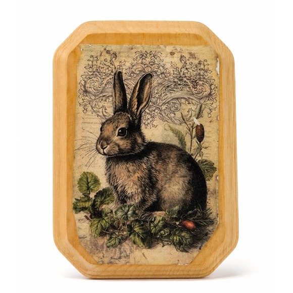 Decorated Originals Other - Rustic Bunny Rabbit Wood Plaque Wall Decor 5x7 Cottagecore Farmhouse Grandmacore